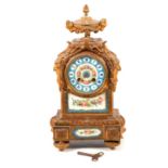 A 19th Century French ormolu and porcelain mantel clock,