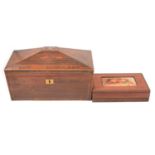 Victorian rosewood tea caddy and a hardwood box,