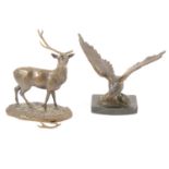 R Petko, bronze model of a Stag; and a bronze American Eagle