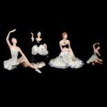 Four Royal Dux porcelain dancer figurines, and two others