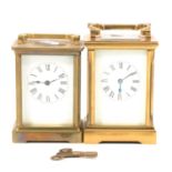 Two French brass carriage clocks,