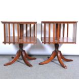 Pair of modern mahogany revolving bookstands / tables,