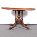Victorian walnut oval dining table,
