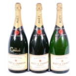 Moët & Chandon, three NV Premiere Cuvee champagne magnums