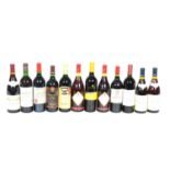 Twelve bottles of French and New World red table wines