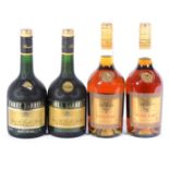 Three Barrels VSOP Old French Brandy, and Jules Dumas 3-Star Cognac