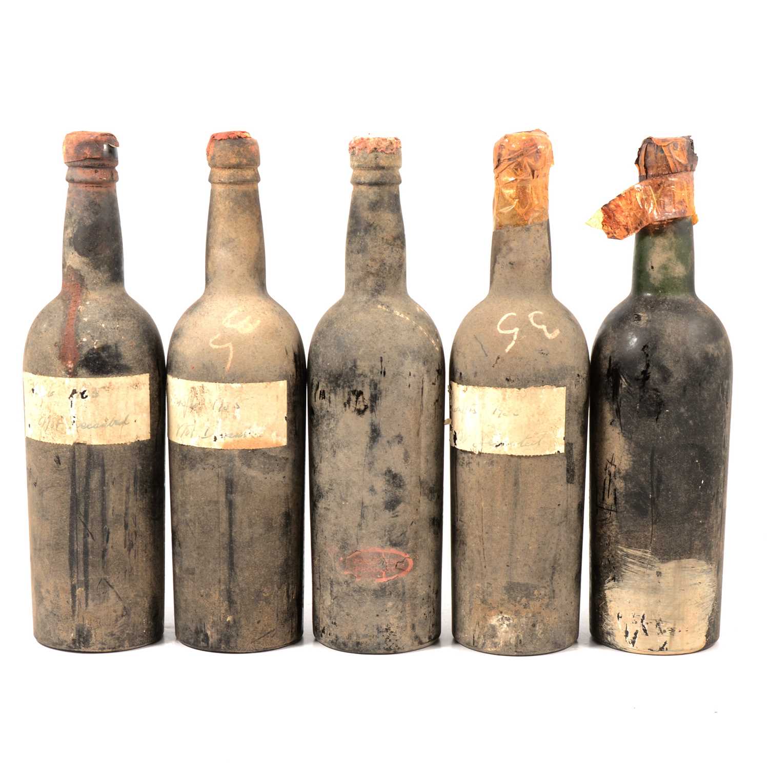 Five bottles of unknown vintage port, possibly Croft 1935
