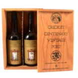 Two-bottle set of Cricket Centenary port, Australias First Test Team 1880