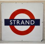 London Underground original enamel platform bullseye sign 'Strand'