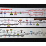 Three London Underground carriage line route diagrams