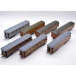 Seven Hornby and other O gauge model railway passenger coaches