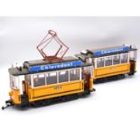 LGB G scale model electric powered trolley bus tram with coach, ref 2035 and 3500