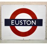 London Underground original enamel platform bullseye sign 'Euston'