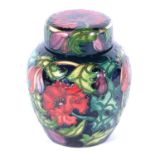 Moorcroft Pottery - a limited edition 'Othello' pattern lidded ginger jar.