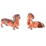 Two pottery models, Dachshunds,