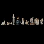 Lladro group of three singing angels, 17cm; and four other Lladro models, of angels, plus two others