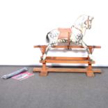 Victorian painted wood rocking horse, small size,
