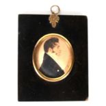 English School, 19th Century, miniature portrait of a man,