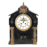 Large Victorian slate mantel clock, as found