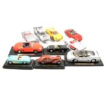 Burago 1:18 and 1:24 scale model cars, ten unboxed examples.