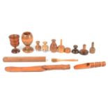 A collection of treen kitchen items