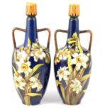 Pair of Doulton Faience pottery vases, late 19th century