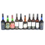 Ten bottles of assorted sherry, including Wine Society and Harvey's