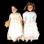 Victorian wax over composition head doll and a Armand Marseille kid body doll.