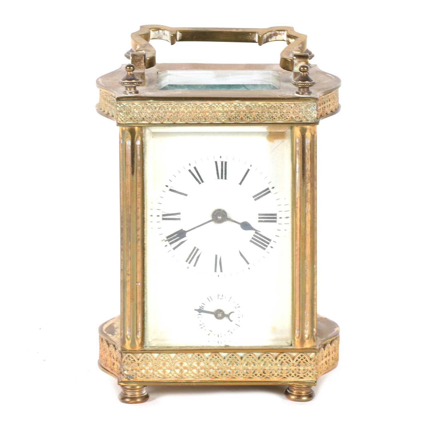 French brass cased alarm carriage clock