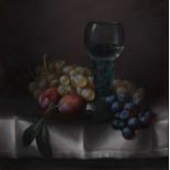 Brian Davies, Still life with glass, grapes and plums