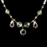 A 1930s colourless and green crystal necklace.
