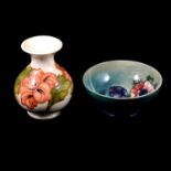 Moorcroft - a Hibiscus vase and an Anemone dish.