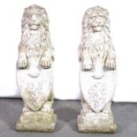 Pair of reconstituted stone lions,