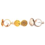 Three part pocket watches and movements,