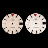 Two Omega F300 watch dials,