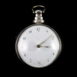 Silver pair cased pocket watch, London 1821,
