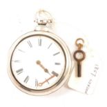Silver pair cased pocket watch, London 1857,