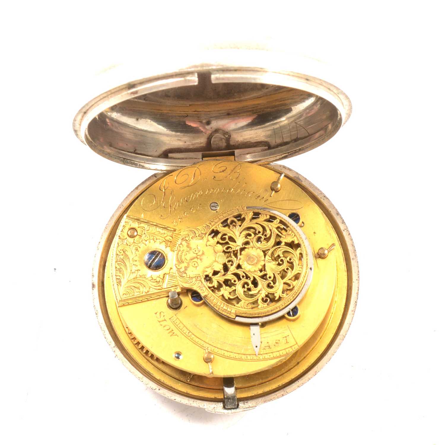 Silver pair cased pocket watch, London 1825, - Image 2 of 2