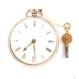 Silver cased open faced pocket watch, London 1848,