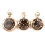 Three Carley & Clemence military pocket watches,