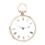 Silver cased open faced pocket watch, London 1852,