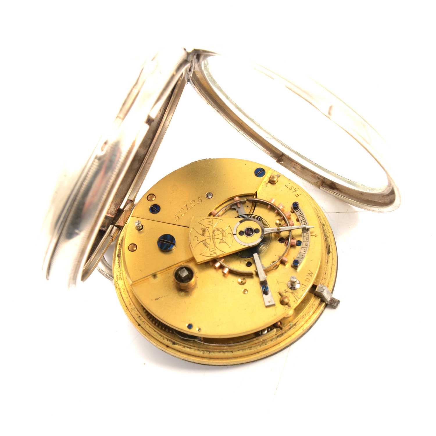 Silver cased open face pocket watch, - Image 2 of 2