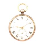 Silver cased open faced pocket watch, London 1842,