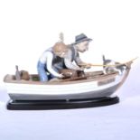 A large Lladro group, 'Fishing with Gramps'/ 'Paloma'