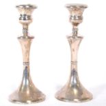 Pair of silver candlesticks, Napper & Davenport, Birmingham 1921.