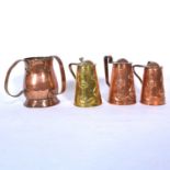 Three Arts and Crafts water jugs and covers, by Joseph Sankey & Sons