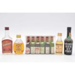 Collection of assorted miniature spirits, liqueurs, and other alcohol