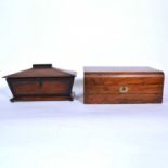 Victorian walnut writing slope, and tea caddy,