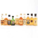 Collection of assorted miniatures, mostly whisky, some single malts, blends, and American