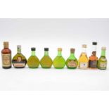 Collection of assorted miniature bottles of Brandy, Armagnac, and other Regional spirits